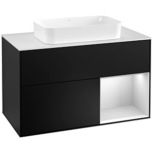Villeroy and Boch Finion Villeroy and Boch Finion F251MTPD 100x60.3cm, cover plate white matt, shelf on the right white matt lacquer, black matt lacquer
