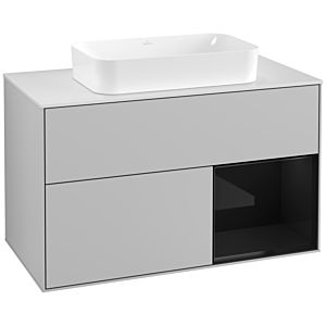 Villeroy and Boch Finion Villeroy and Boch Finion F251PHGJ 100x60.3cm, cover plate matt white, shelf on the right Glossy Black Lacquer , light gray matt