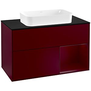 Villeroy and Boch Finion Villeroy and Boch Finion F252HBHB 100x60.3cm, cover plate black matt, shelf on the right Peony , Peony Matt