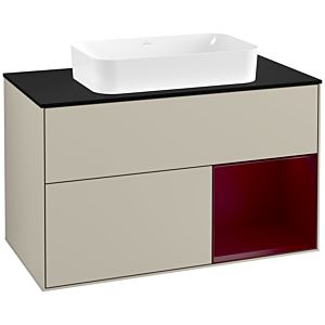 Villeroy and Boch Finion Villeroy and Boch Finion F252HBHH 100x60.3cm, cover plate black matt, shelf on the right Peony , Sand Matt Lacquer