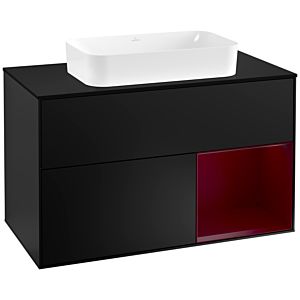 Villeroy and Boch Finion Villeroy and Boch Finion F252HBPD 100x60.3cm, cover plate black matt, shelf on the right Peony , black matt lacquer