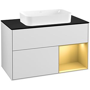 Villeroy and Boch Finion Villeroy and Boch Finion F252HFMT 100x60.3cm, cover plate black matt, shelf right gold matt, white matt lacquer