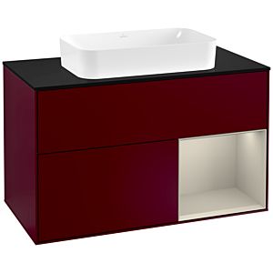 Villeroy and Boch Finion Villeroy and Boch Finion F252HHHB 100x60.3cm, cover plate black matt, shelf on the right Sand matt, Peony Matt
