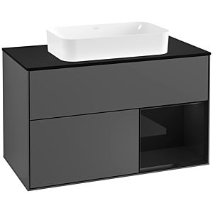 Villeroy and Boch Finion Villeroy and Boch Finion F252PHGK 100x60.3cm, cover plate black matt, shelf on the right Glossy Black Lacquer , anthracite matt