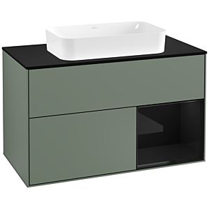 Villeroy and Boch Finion Villeroy and Boch Finion F252PHGM 100x60.3cm, cover plate black matt, shelf on the right Glossy Black Lacquer , Olive Matt Lacquer
