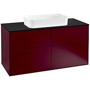 Villeroy und Boch Finion Waschtischunterschrank F26200HB 120x60,3cm, Abdeckplatte black matt, Peony Matt