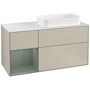 Villeroy and Boch Finion Villeroy and Boch Finion F271GMHH 120cm, cover plate matt white, shelf on the left Olive Matt Lacquer , Sand Matt Lacquer