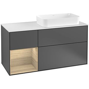 Villeroy et Boch Finion Villeroy et Boch F271PCGK 120cm, plaque de finition blanc mat, étagère à gauche Oak Veneer , anthracite mat