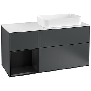 Villeroy und Boch Finion Waschtischunterschrank F271PDHG 120cm, Abdeckplatte white matt, Regal links Black matt lacquer, Midnight Blue Matt Lacquer