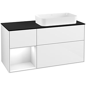 Villeroy and Boch Finion Villeroy and Boch Finion F272GFGF 120cm, cover plate black matt, shelf left glossy white lacquer, glossy white lacquer