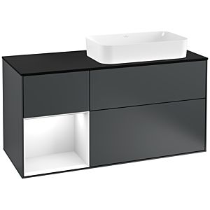 Villeroy and Boch Finion Villeroy and Boch Finion F272GFHG 120cm, cover plate black matt, shelf left glossy white lacquer, Midnight Blue Matt Lacquer