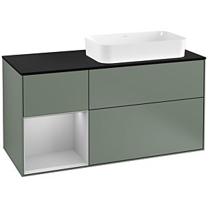 Villeroy and Boch Finion Villeroy and Boch Finion F272GJGM 120cm, cover plate black matt, shelf left light gray matt, Olive Matt Lacquer