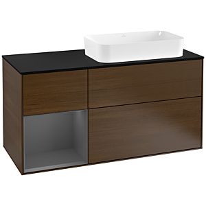 Villeroy and Boch Finion Villeroy and Boch Finion F272GKGN 120cm, cover plate black matt, shelf left anthracite matt, walnut veneer