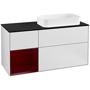Villeroy and Boch Finion Villeroy and Boch Finion F272HBMT 120cm, cover plate black matt, shelf left Peony , white matt lacquer