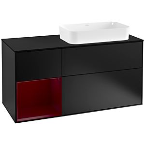 Villeroy and Boch Finion Villeroy and Boch Finion F272HBPD 120cm, cover plate black matt, shelf left Peony , black matt lacquer