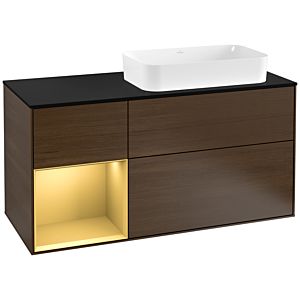 Villeroy and Boch Finion Villeroy and Boch Finion F272HFGN 120cm, cover plate black matt, shelf left gold matt, walnut veneer