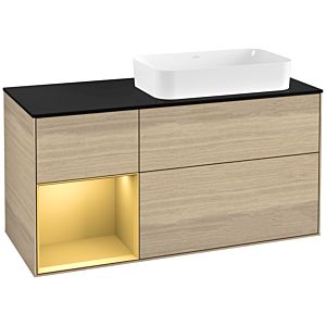 Villeroy et Boch Finion Villeroy et Boch F272HFPC 120cm, plaque de finition noir mat, étagère gauche or mat, Oak Veneer