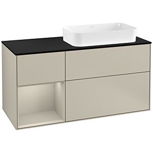 Villeroy and Boch Finion Villeroy and Boch Finion F272HHHH 120cm, cover plate black matt, shelf left Sand Matt Lacquer , Sand Matt Lacquer