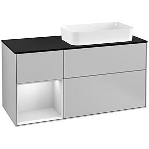 Villeroy and Boch Finion Villeroy and Boch Finion F272MTGJ 120cm, cover plate black matt, shelf left white matt lacquer, light gray matt