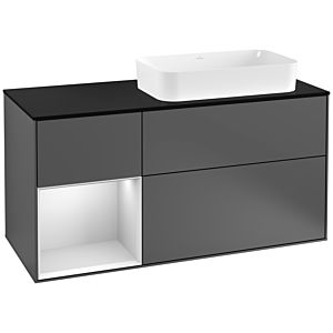 Villeroy and Boch Finion Villeroy and Boch Finion F272MTGK 120cm, cover plate black matt, shelf left white matt lacquer, anthracite matt