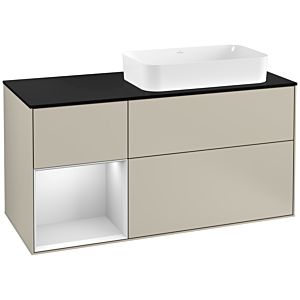 Villeroy and Boch Finion Villeroy and Boch Finion F272MTHH 120cm, cover plate black matt, shelf left white matt lacquer, Sand Matt Lacquer
