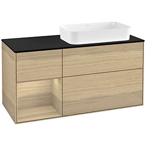 Villeroy et Boch Finion Villeroy et Boch F272PCPC 120cm, plaque de finition noir mat, étagère gauche Oak Veneer , Oak Veneer