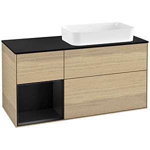 Villeroy et Boch Finion Villeroy et Boch F272PDPC 120cm, couvercle noir mat, étagère gauche laqué noir mat, Oak Veneer