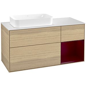 Villeroy et Boch Finion Villeroy et Boch F281HBPC 120cm, couvercle blanc mat, étagère à droite Peony , Oak Veneer