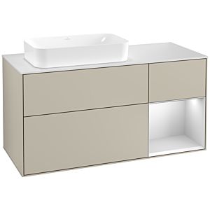 Villeroy and Boch Finion Villeroy and Boch Finion F281MTHH 120cm, cover plate white matt, shelf on the right white matt lacquer, Sand Matt Lacquer