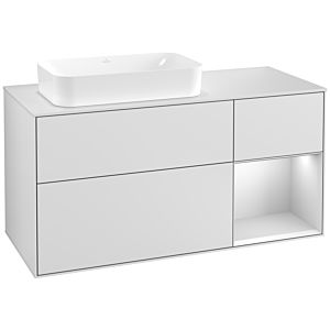 Villeroy et Boch Finion Villeroy et Boch F281MTMT 120cm, plaque de recouvrement blanc mat, étagère à droite laqué blanc mat, laqué blanc mat