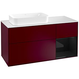 Villeroy und Boch Finion Waschtischunterschrank F281PHHB 120cm, Abdeckplatte white matt, Regal rechts Glossy Black Lacquer, Peony Matt