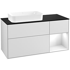 Villeroy and Boch Finion Villeroy and Boch Finion F282GFMT 120cm, cover plate black matt, shelf on the right glossy white lacquer, white matt lacquer