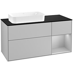 Villeroy and Boch Finion Villeroy and Boch Finion F282GJGJ 120cm, cover plate black matt, shelf on the right light gray matt, light gray matt