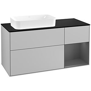 Villeroy and Boch Finion Villeroy and Boch Finion F282GKGJ 120cm, cover plate black matt, shelf on the right anthracite matt, light gray matt