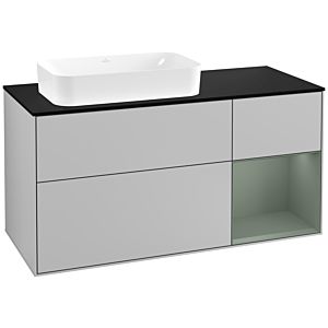 Villeroy and Boch Finion Villeroy and Boch Finion F282GMGJ 120cm, cover plate black matt, shelf on the right Olive Matt Lacquer , light gray matt