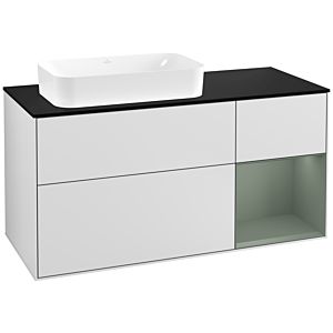 Villeroy and Boch Finion Villeroy and Boch Finion F282GMMT 120cm, cover plate black matt, shelf on the right Olive Matt Lacquer , white matt lacquer