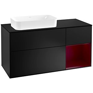 Villeroy and Boch Finion Villeroy and Boch Finion F282HBPD 120cm, cover plate black matt, shelf on the right Peony , black matt lacquer