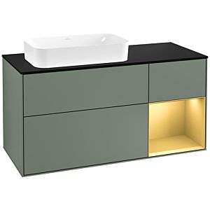 Villeroy and Boch Finion Villeroy and Boch Finion F282HFGM 120cm, cover plate black matt, shelf right gold matt, Olive Matt Lacquer