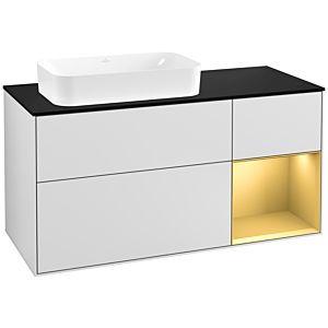 Villeroy and Boch Finion Villeroy and Boch Finion F282HFMT 120cm, cover plate black matt, shelf right gold matt, white matt lacquer
