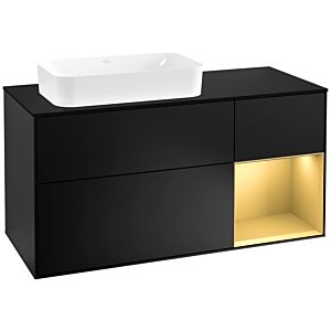 Villeroy and Boch Finion Villeroy and Boch Finion F282HFPD 120cm, cover plate black matt, shelf right gold matt, black matt lacquer