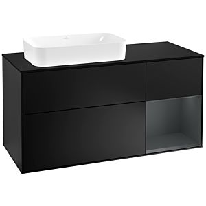 Villeroy und Boch Finion Waschtischunterschrank F282HGPD 120cm, Abdeckplatte black matt, Regal rechts Midnight Blue Matt Lacquer, Black matt lacquer