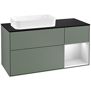 Villeroy and Boch Finion Villeroy and Boch Finion F282MTGM 120cm, cover plate black matt, shelf on the right white matt lacquer, Olive Matt Lacquer