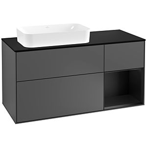 Villeroy and Boch Finion Villeroy and Boch Finion F282PDGK 120cm, cover plate black matt, shelf on the right black matt lacquer, anthracite matt