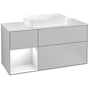 Villeroy and Boch Finion Villeroy and Boch Finion F291GFGJ 120cm, cover plate white matt, shelf left glossy white lacquer, light gray matt