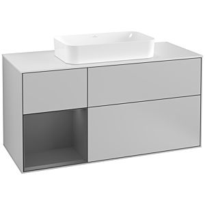 Villeroy and Boch Finion Villeroy and Boch Finion F291GKGJ 120cm, cover plate matt white, shelf left anthracite matt, light gray matt