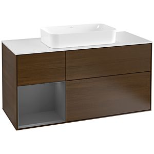 Villeroy and Boch Finion Villeroy and Boch Finion F291GKGN 120cm, cover plate matt white, shelf left anthracite matt, walnut veneer
