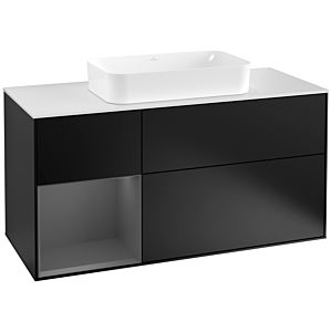 Villeroy and Boch Finion Villeroy and Boch Finion F291GKPD 120cm, cover plate white matt, shelf left anthracite matt, black matt lacquer