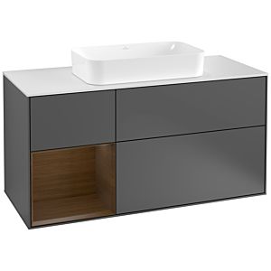 Villeroy and Boch Finion Villeroy and Boch Finion F291GNGK 120cm, cover plate white matt, shelf left walnut veneer, anthracite matt