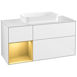Villeroy and Boch Finion Villeroy and Boch Finion F291HFGF 120cm, cover plate white matt, shelf left gold matt, glossy white lacquer