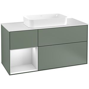 Villeroy and Boch Finion Villeroy and Boch Finion F291MTGM 120cm, cover plate white matt, shelf left white matt lacquer, Olive Matt Lacquer